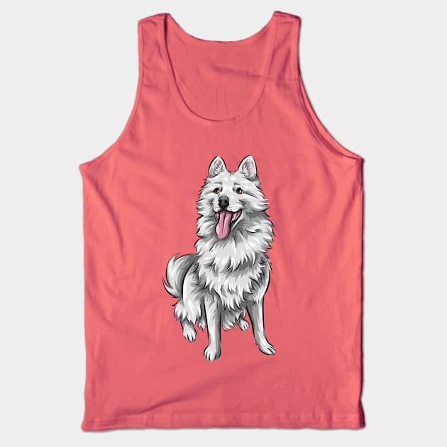 Cute White Pomsky Dog Tank Top by Shirin Illustration